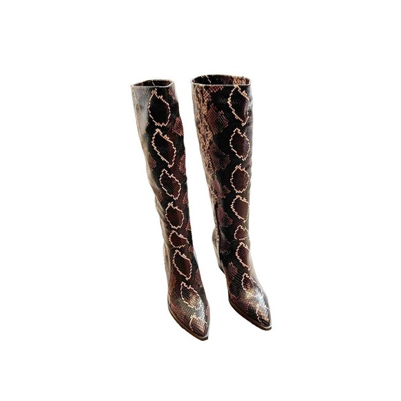Vince Camuto Pointed Toe Nestel Knee High Boot Snake Skin Dkpink
